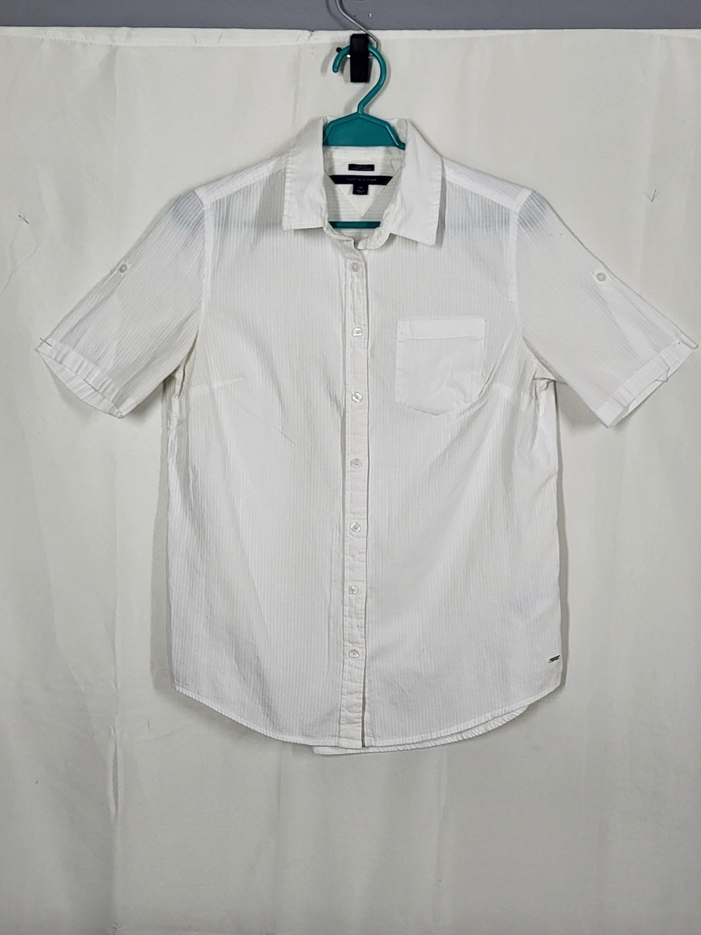 Tommy Hilfiger White Short-Sleeve Button-Down Shirt